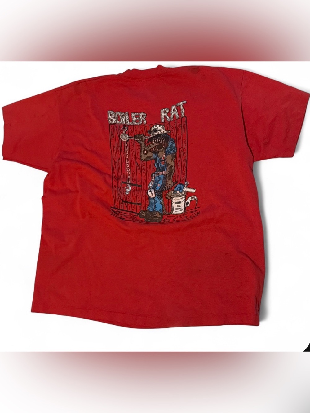 Vintage 90s Boiler Rat T Shirt XXL Single Stitch USA Boilermaker Distressed